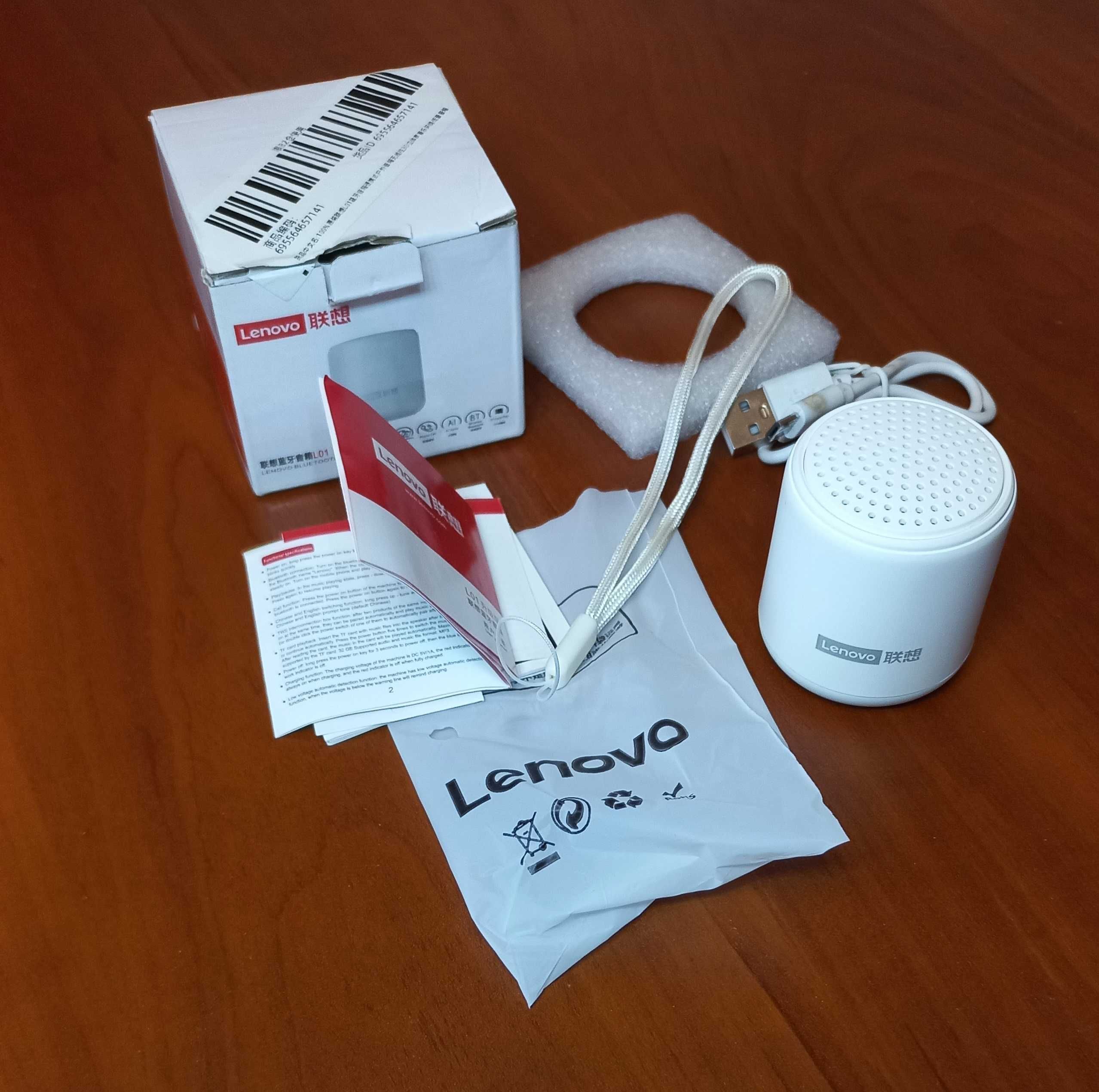 Оригинальная Bluetooth 5.0 колонка Lenovo L01 Mini TWS подключение
