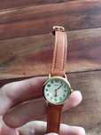 Złoty zegarek Timex WR30 damski skórzany pasek
