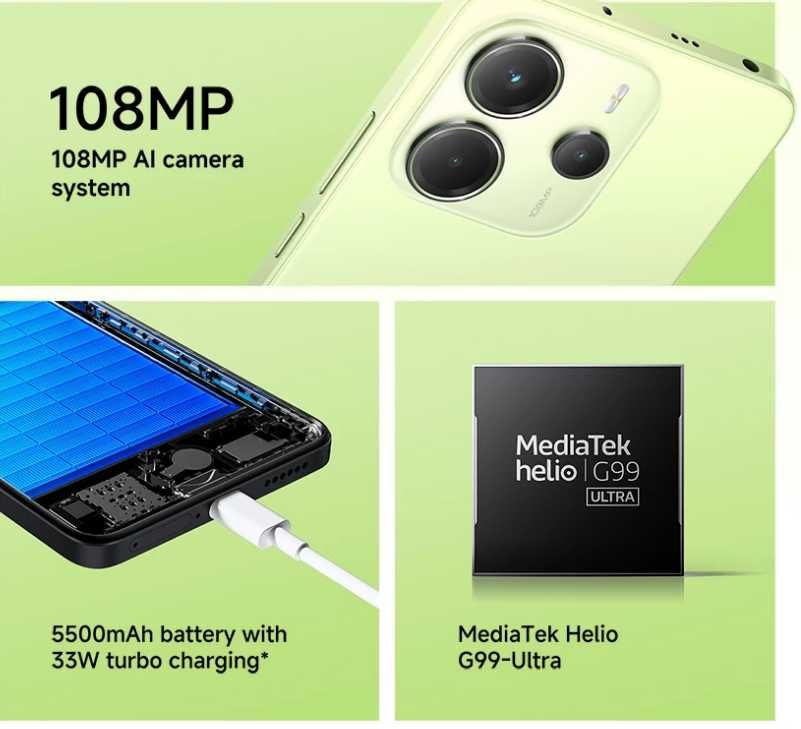 Смартфон Xiaomi Redmi Note 14 6/128-8/256 NFC Нові Запаковані