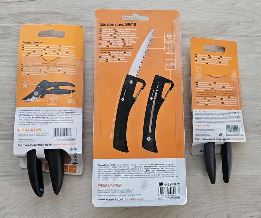 FISKARS Piłka Ręczna + Sekatorek + Nożyce ZESTAW Ogrodowy NOWY