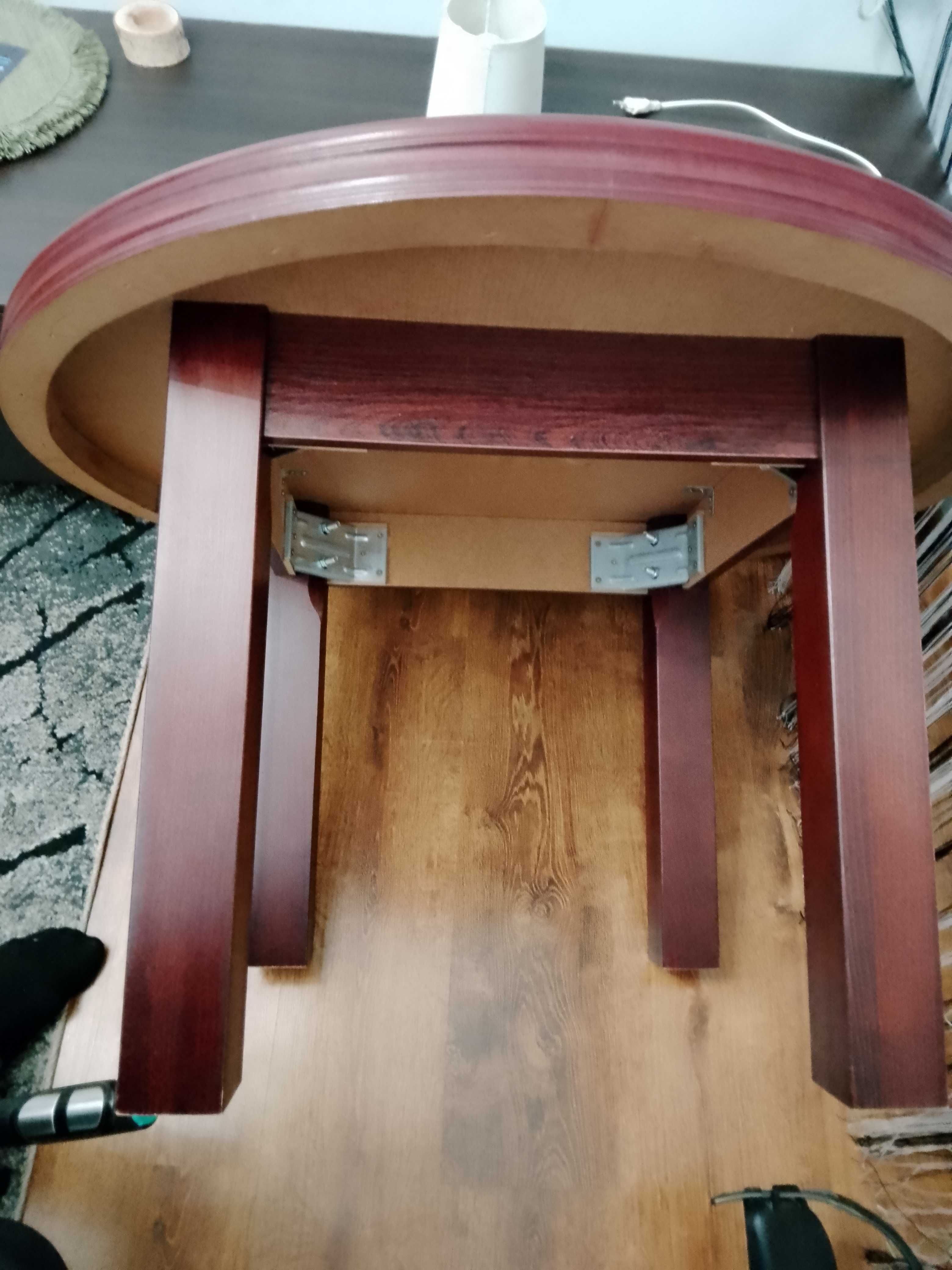 Stolik kawowy okrągły drewniany dębowy, lite drewno