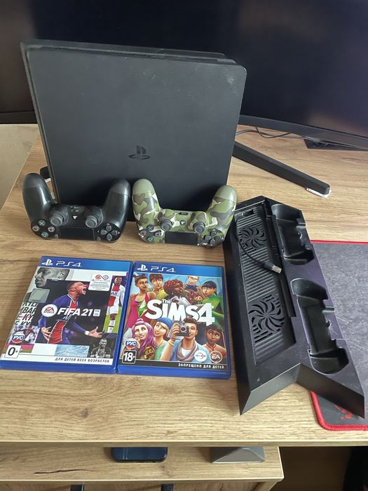 Консоль Sony PlayStation 4 SLIM 1TB Black+2 геймпади +Підставка