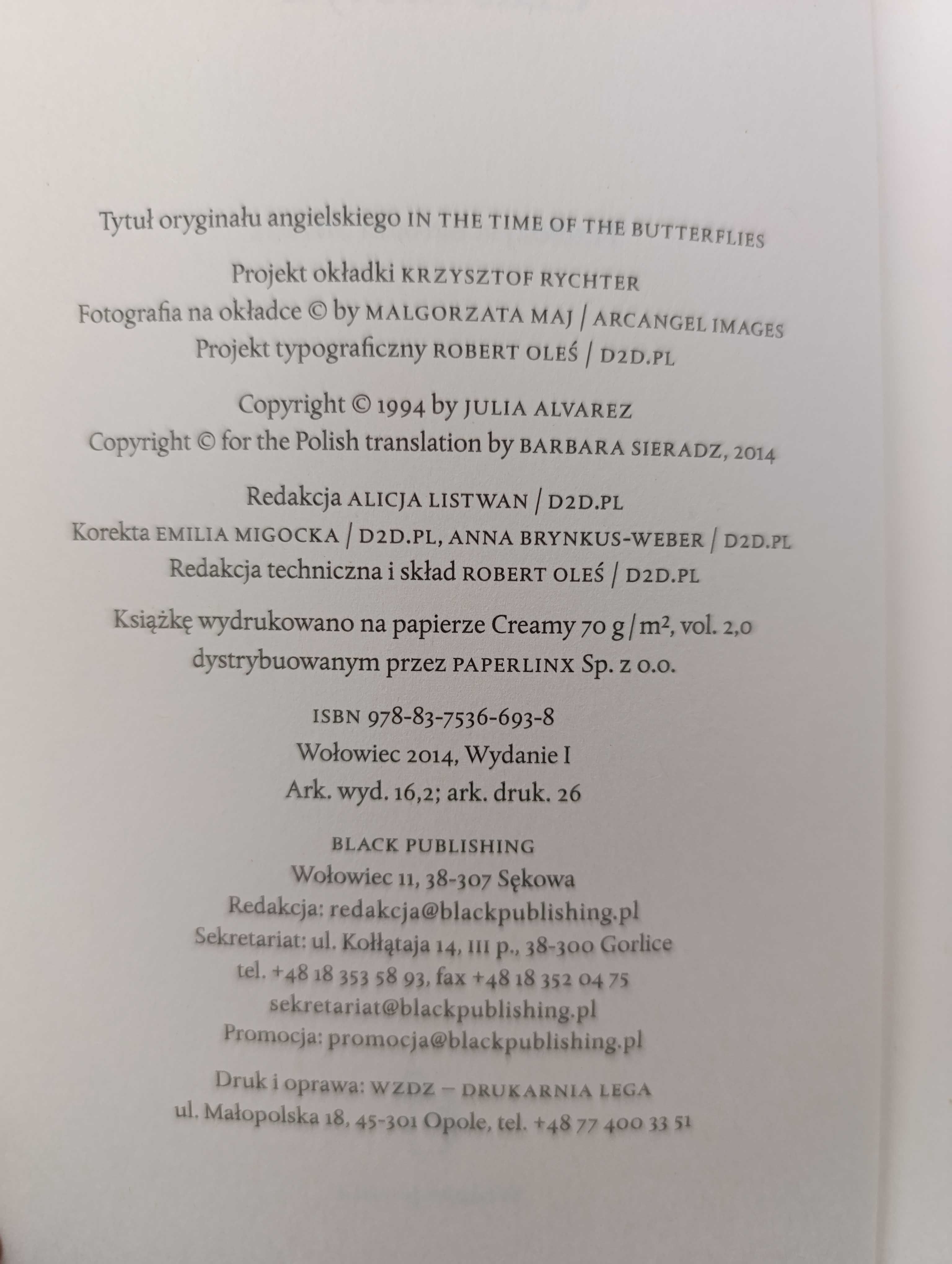 Książka Czas Motyli Julia Alvarez