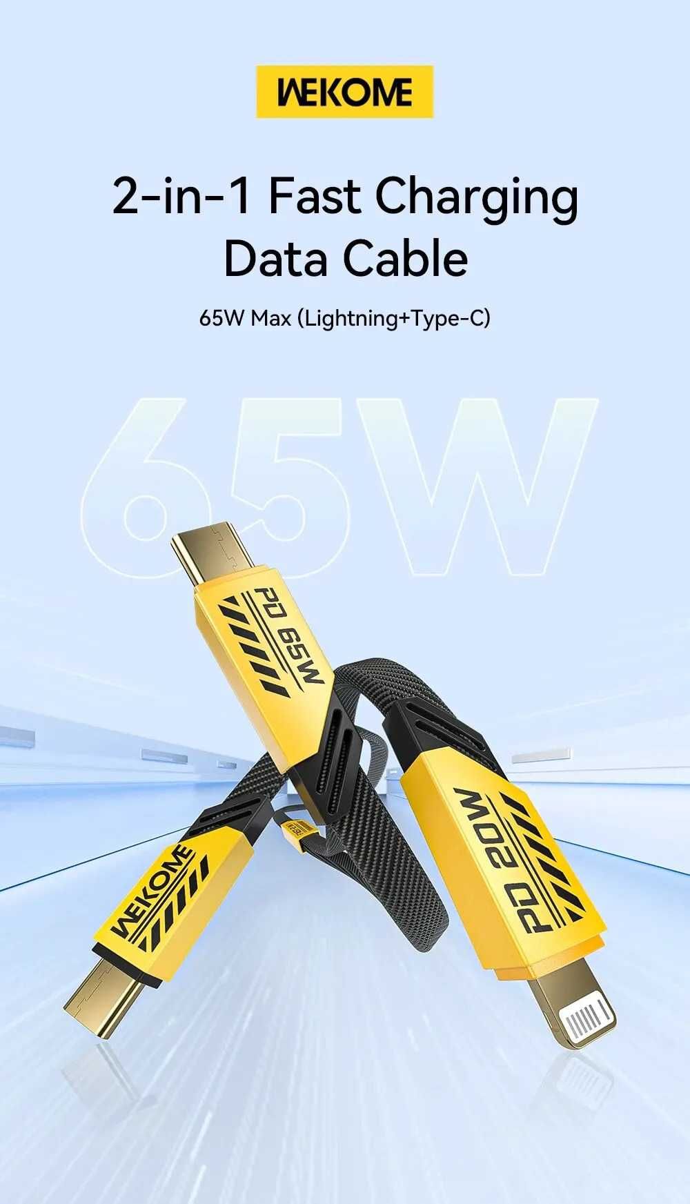 Kabel USB 6A WEKOME 2 W 1 65+20WAT