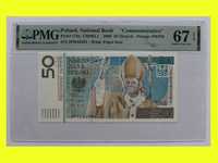 Papież Jan Paweł II 50zł 50 zł banknot grading PMG 67