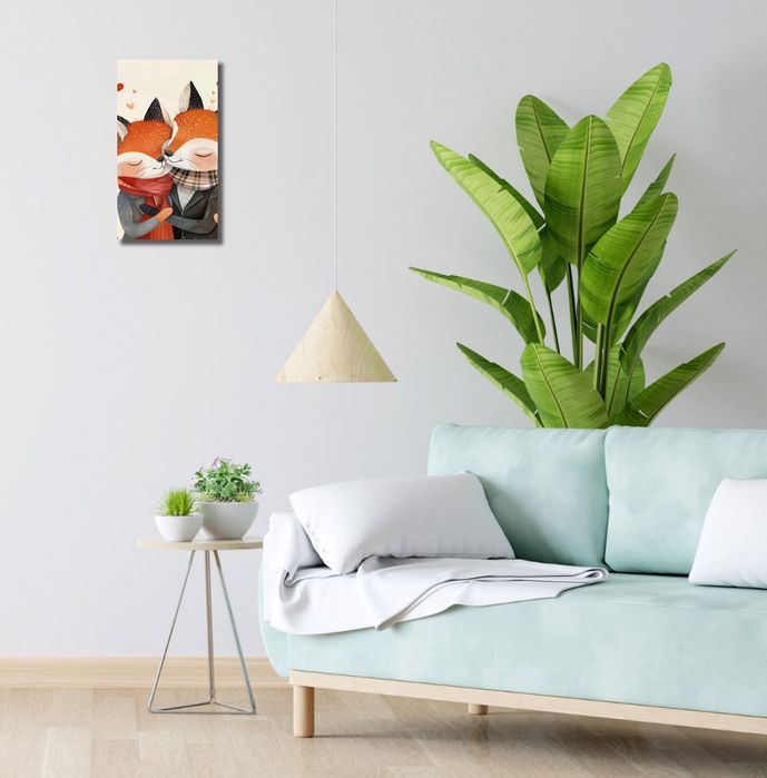 Obraz 20x40cm Dwójka Zakochanych Lisków