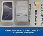 Telefon iPhone 16 Pro Max 256Gb Black Titanium Nowy Zaplombowany!!!
