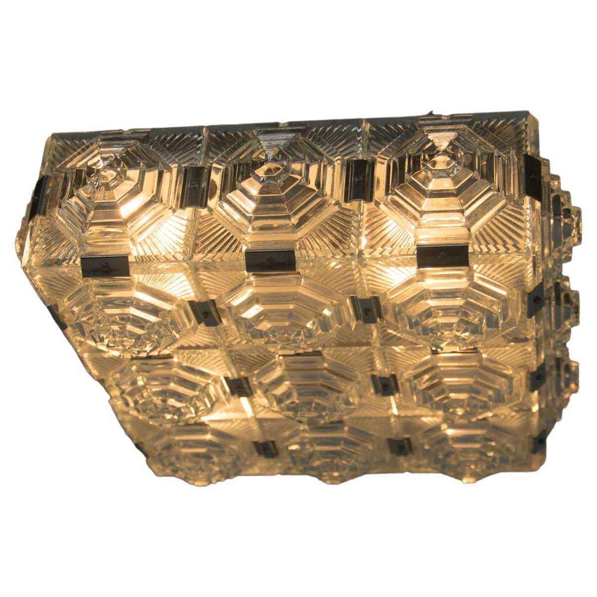 Brutalistyczna Lampa plafon Kamenicky Senov piramidy Design PRL Vintag