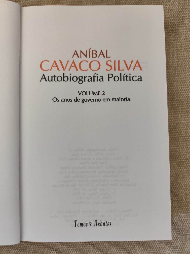 Livro Aníbal Cavaco Silva autobiografia política