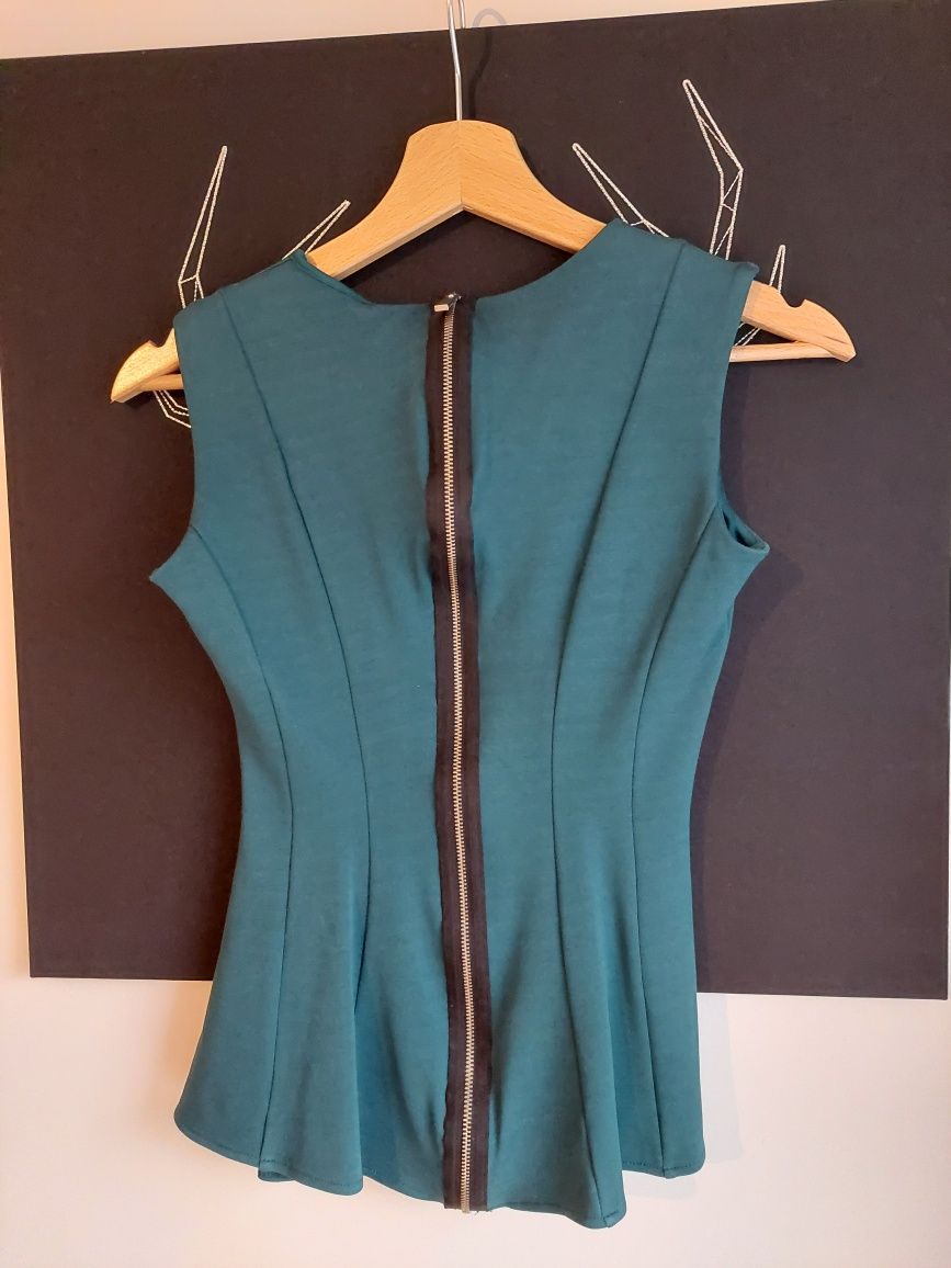 Bluzka, butelkowa zieleń, h&m, rozm. XS