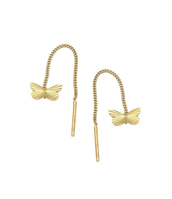 Złote kolczyki motylki -K/7.