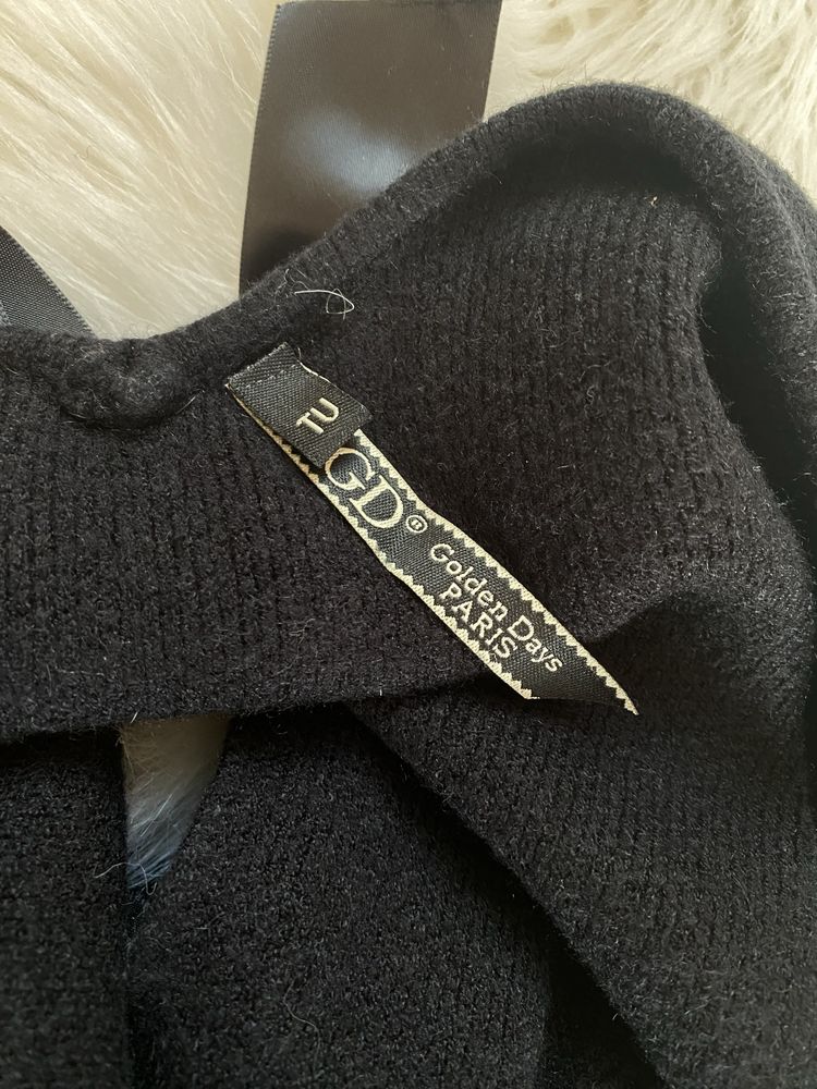 Sweter damski czarny Golden Days Paris wiskoza S wstążki odkryte plecy
