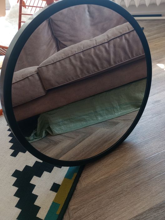 Lustro okrągłe w czarnej ramie 50cm plus rama
