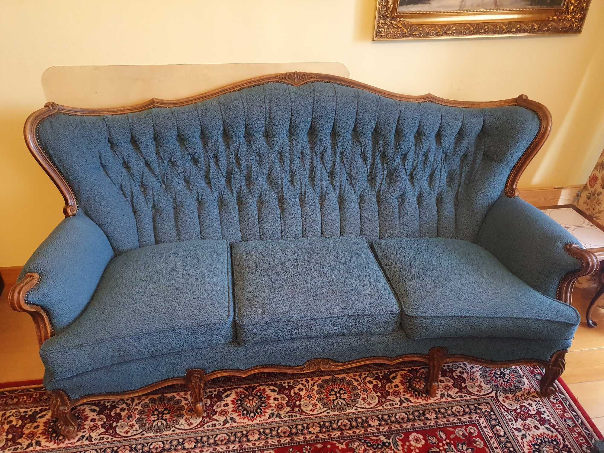 Komplet wypoczynkowy antyk sofa + fotel fotele