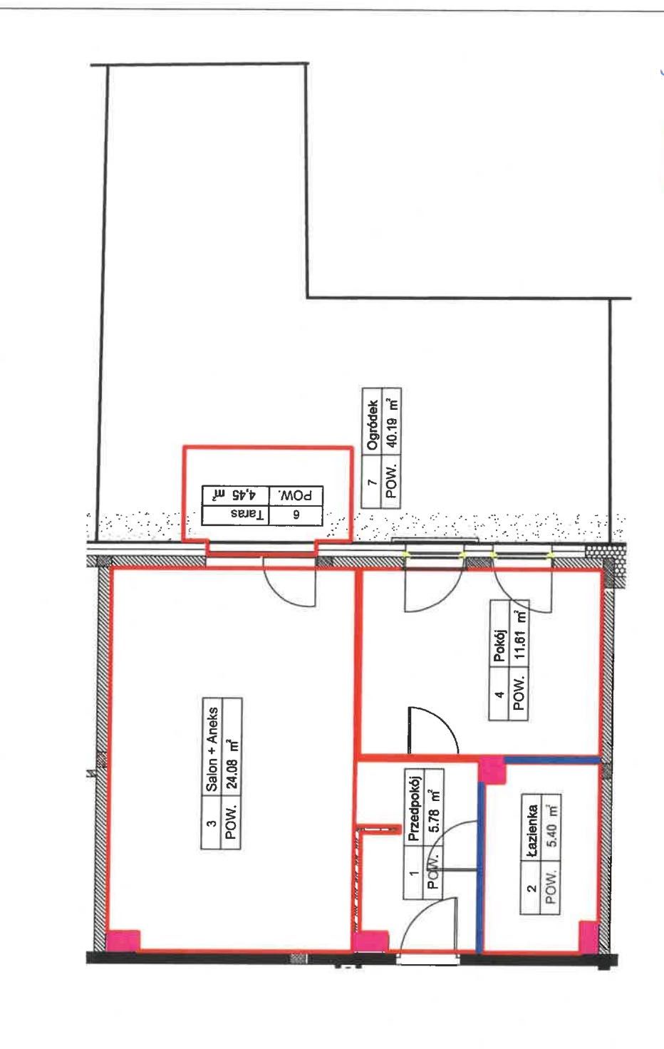 2-pokojowe mieszkanie 47,5m2 z tarasem + ogródek 40m2 + projekt gratis