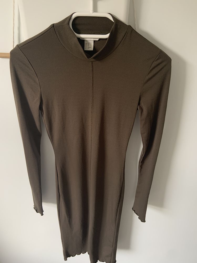 Sukienka tuba maxi midi H&M khaki rozmiar XS