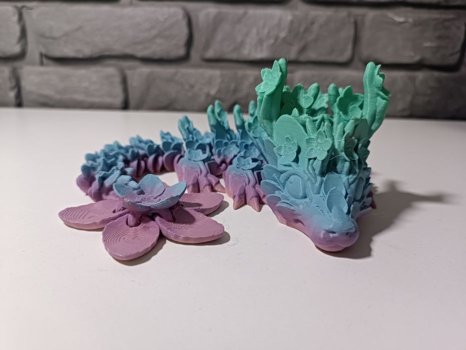 Smok Kwiatowy, Figurka 3D, Zabawka, Ruchomy wydruk 3D