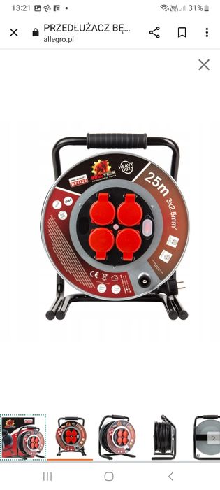 Przedłużacz bęben  25m 3x 2.5mm