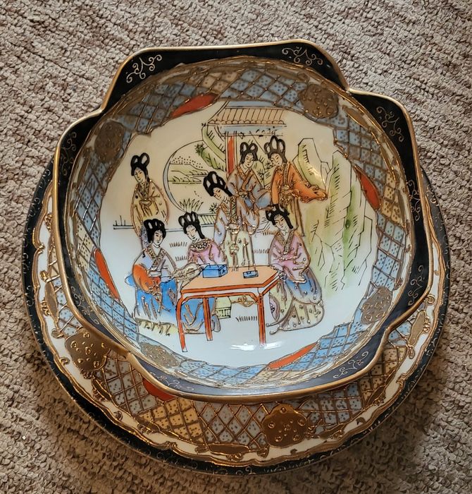 Prato e taça de loiça chinesa