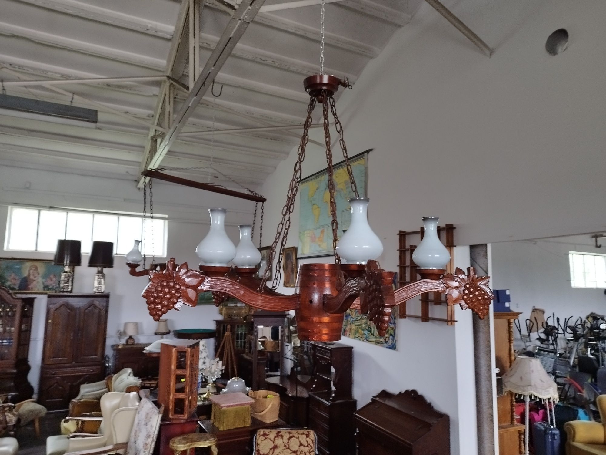 lampa wisząca żyrandol drewniany do rzeżbiony Vintage