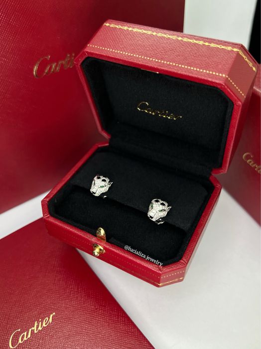 Золотые Серьги в стиле Cartier Panthère с бриллиантами 0.61ct