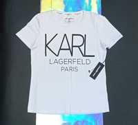 KARL LAGERFELD Oryginalna Koszulka Bluzka T-Shirt Nadruk Napis Logo