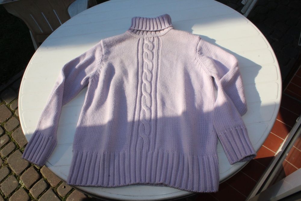 sweter liliowy Berkertex golf bawełniany