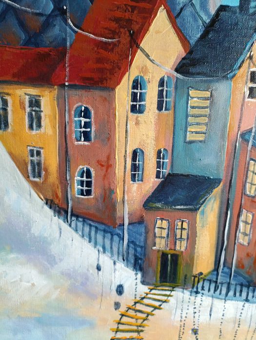 DUŻY obraz olejny na płótnie T. Kluszczyńska - Księżycowy azyl 60 x 80