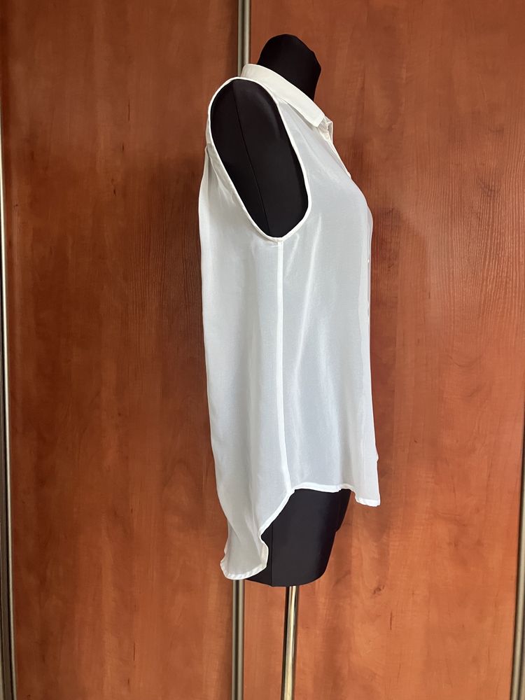 Biała tunika koszulka bluzka, dłuższy tył, H&M, rozm. 36