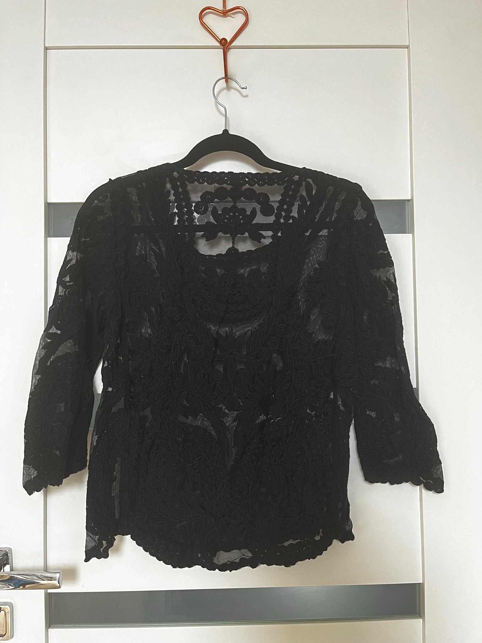 Czarna koronkowa bluzka damska H&M rozmiar 36