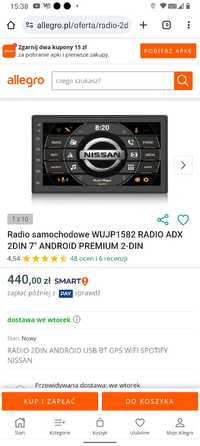 Radio 2 din android Nissan