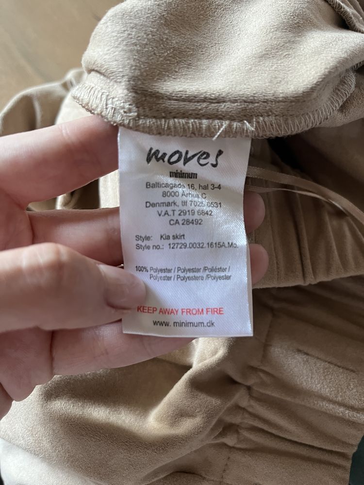 Moves spódnica zamsz skandynawski styl Zalando S 36 nude beżowa
