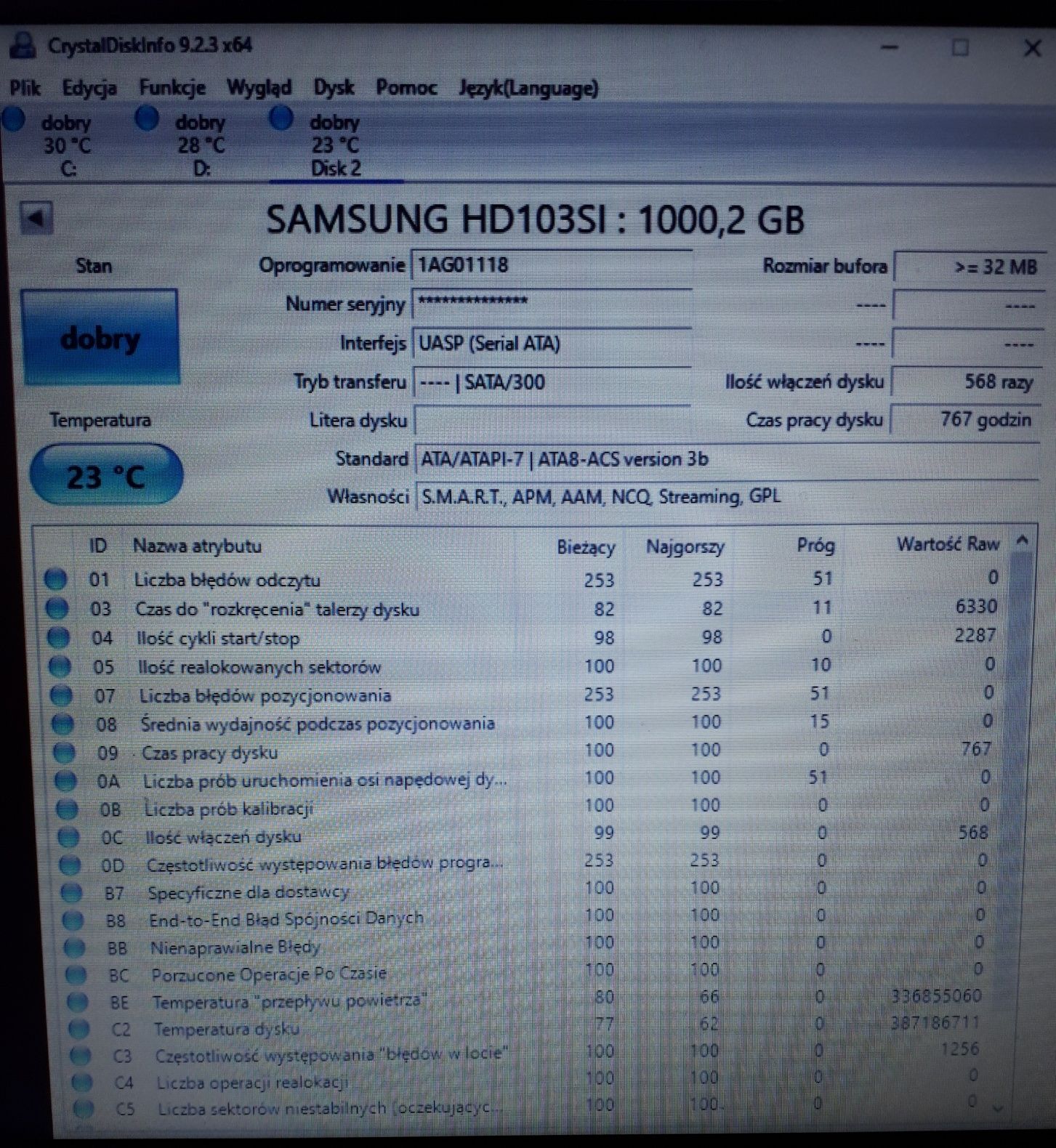 Dysk twardy Samsung 1tb SATA II 3,5