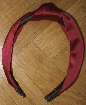 Szeroka bordowa opaska na włosy z pętelką