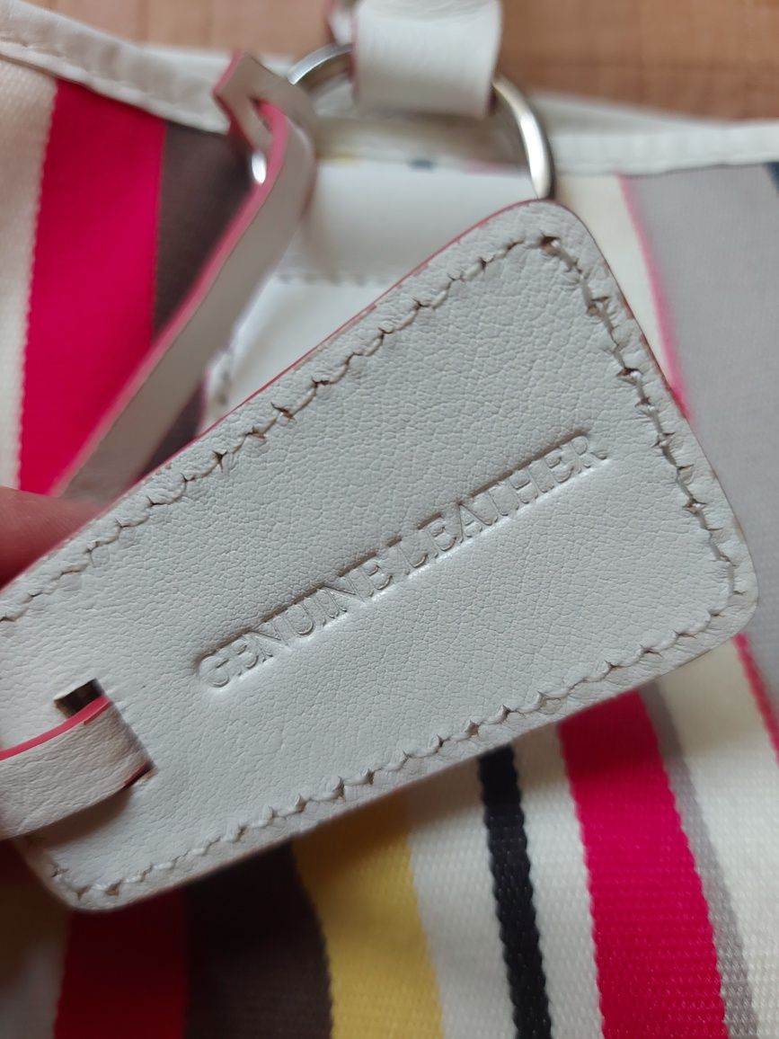 Jasper Conran letnia torebka w paski kolorowa skóra naturalna na lato