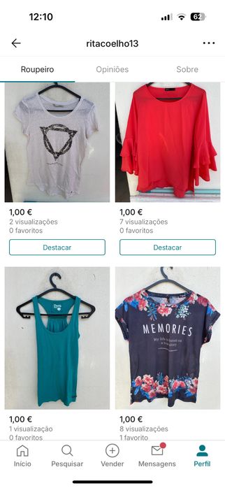 Caixa com 60 peças de roupa