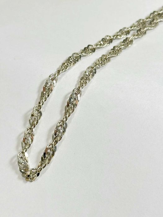 SC015 elegancki męski łańcuszek ze srebra próby 925 o splocie singapur