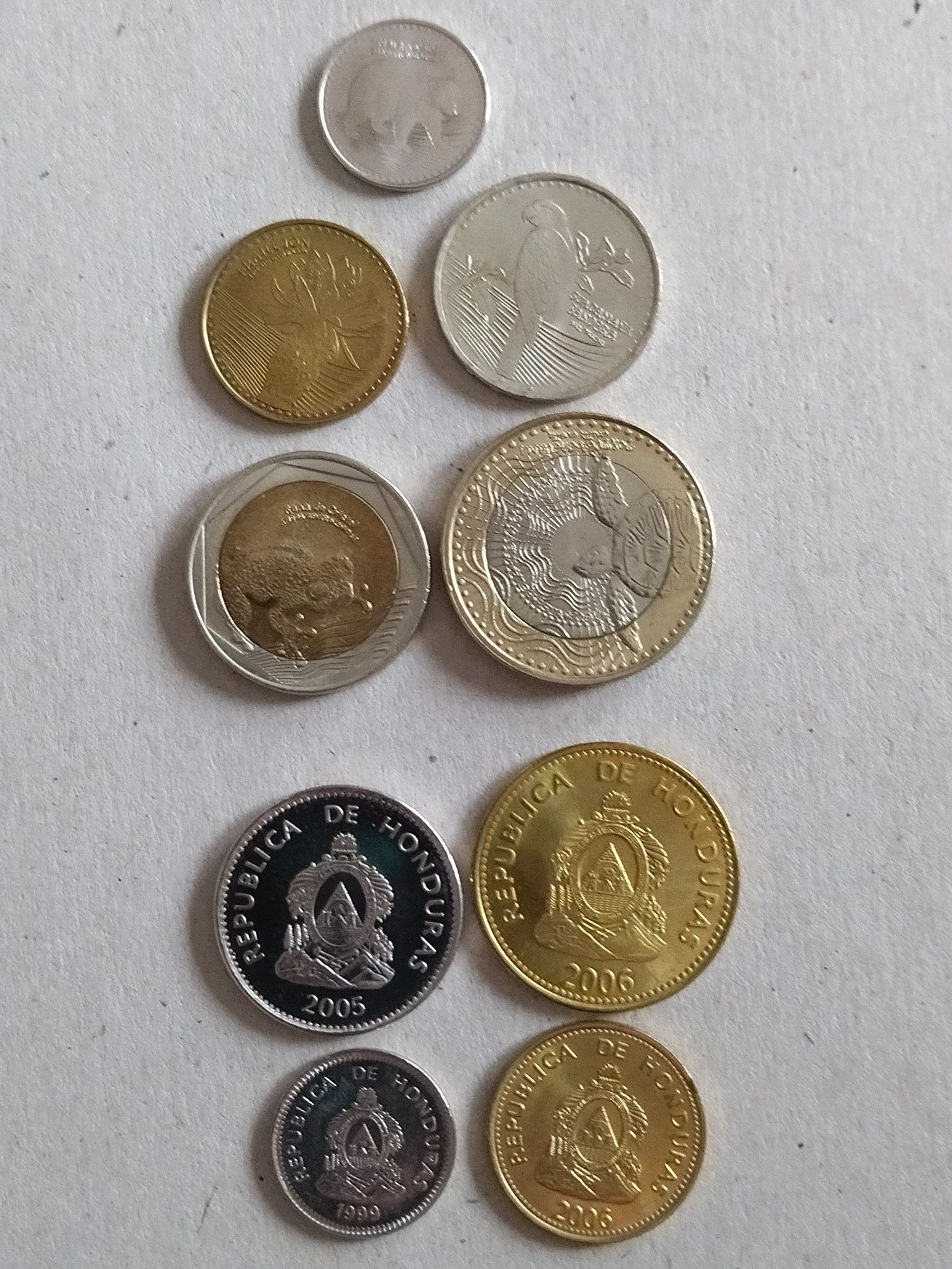 Монеты Колумбии, Гондураса.