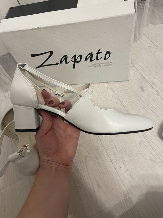 Buty białe ślubne Zapato skórzane