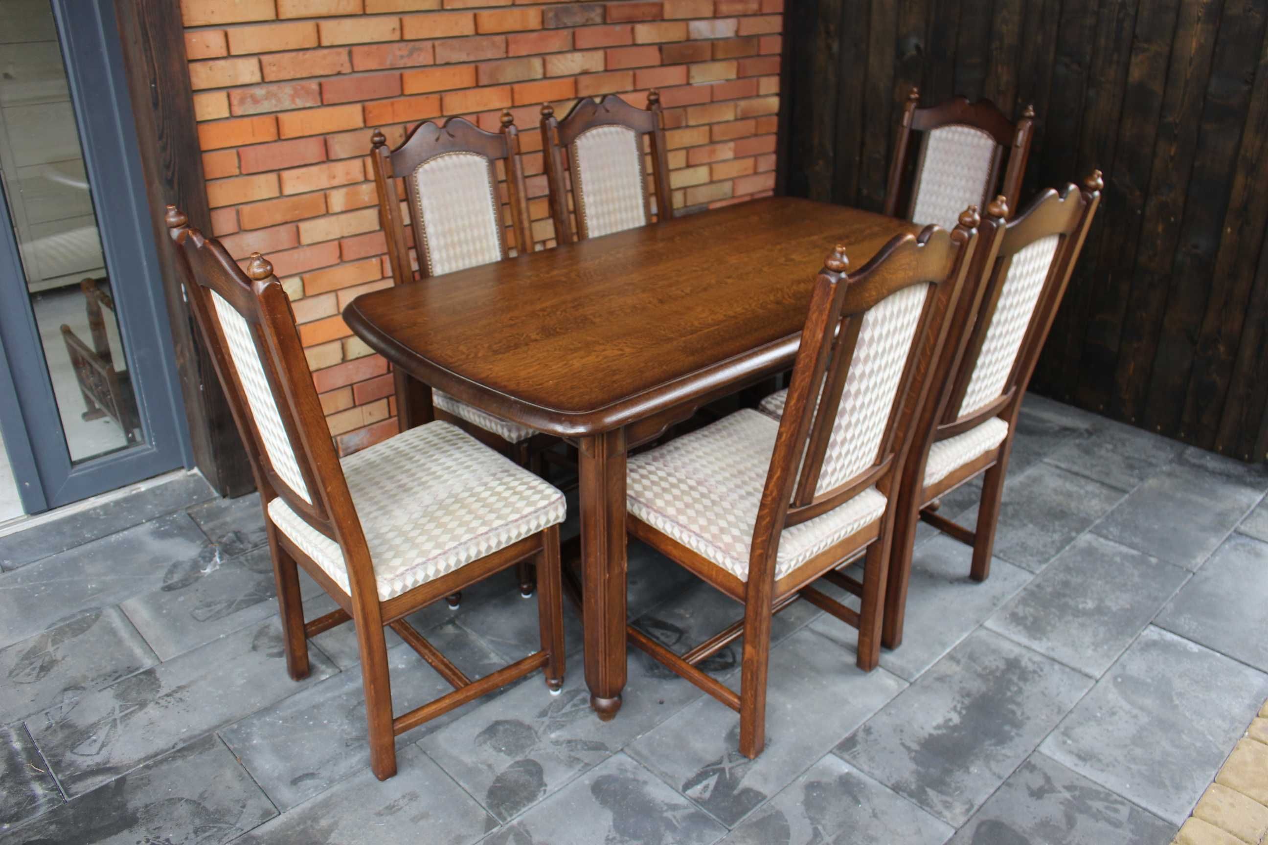 Stół dębowy + 6 krzeseł / meble holenderskie