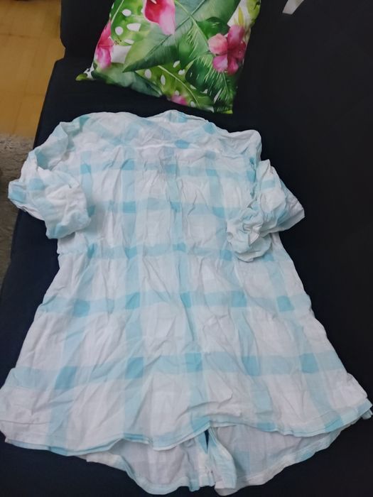 Koszula w kratę  biało - niebieska