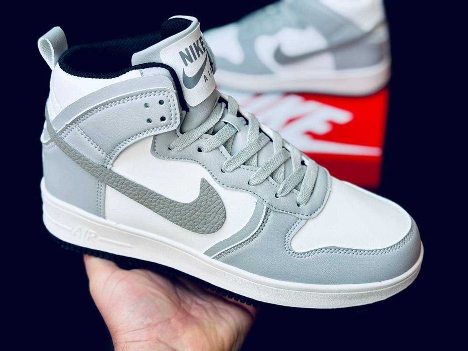 Мужские зимние кроссовки на меху найк серые топ цена!