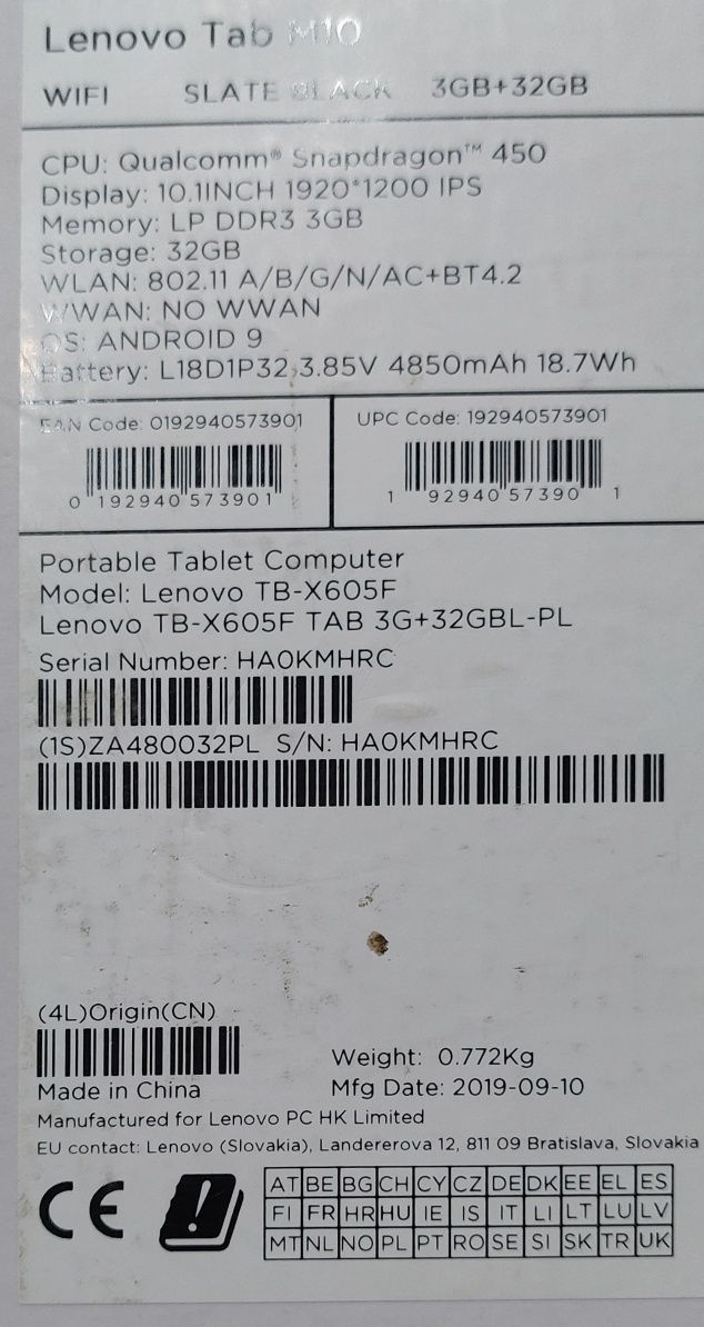 Tablet Lenowo  M10