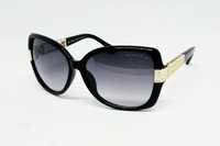 Модные брендовые женские очки черные с золотым металлом