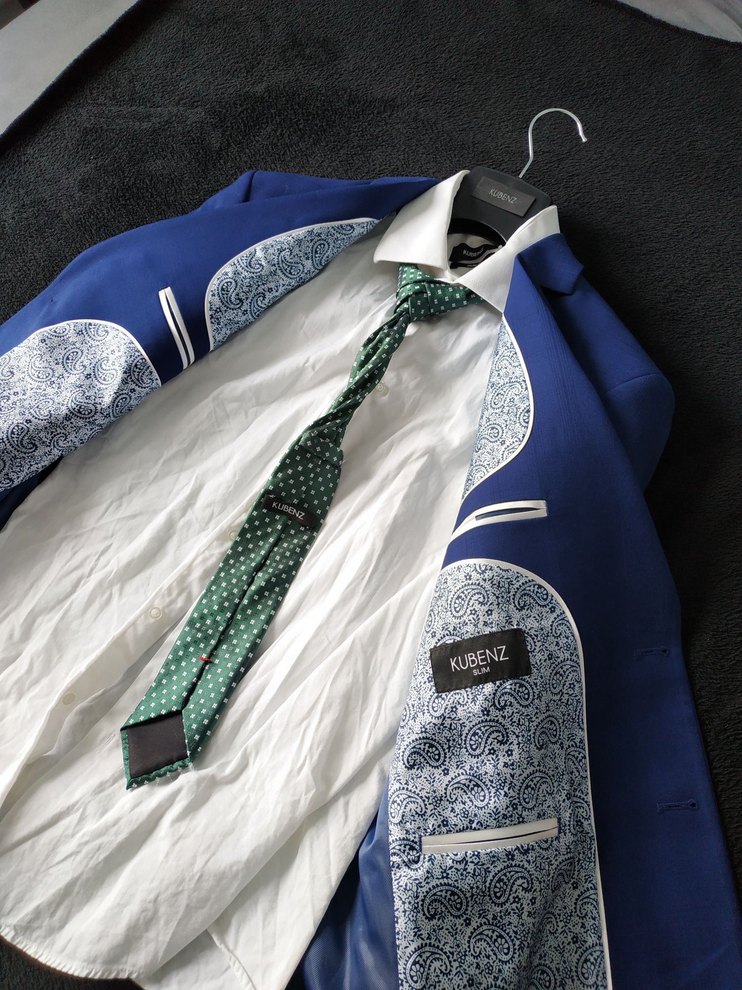 Garnitur Kubenz niebieski krata 170/50/90 slim w2 Brogy