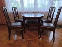 Stół drewniany z 4 krzesłami - antyk