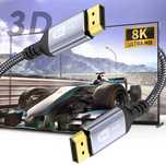 Kabel DP v1.4 DisplayPort Szybki Przesył Danych do 8K SZARY Przewód 2m