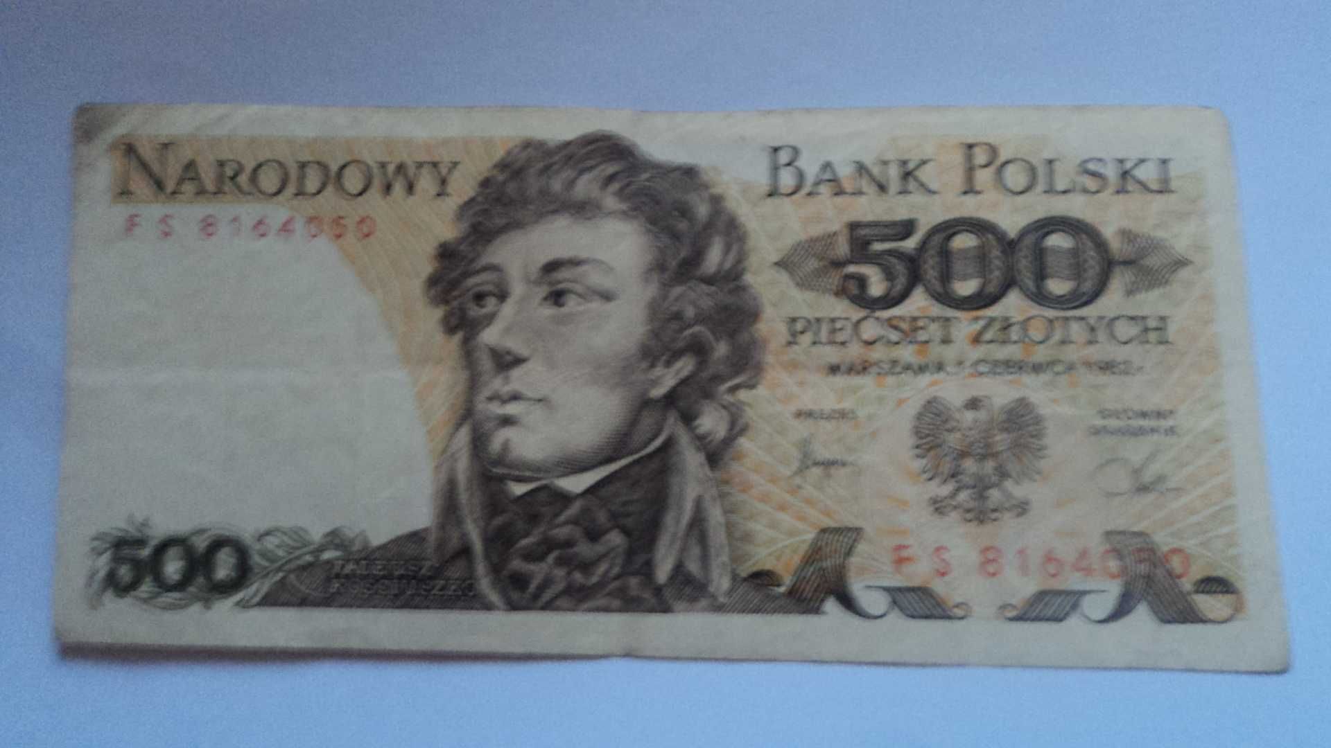 banknot papierowy 500zl -Kosciuszko