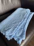 Kocyk baby blue niebieski dla chlopca haftowany pleciony