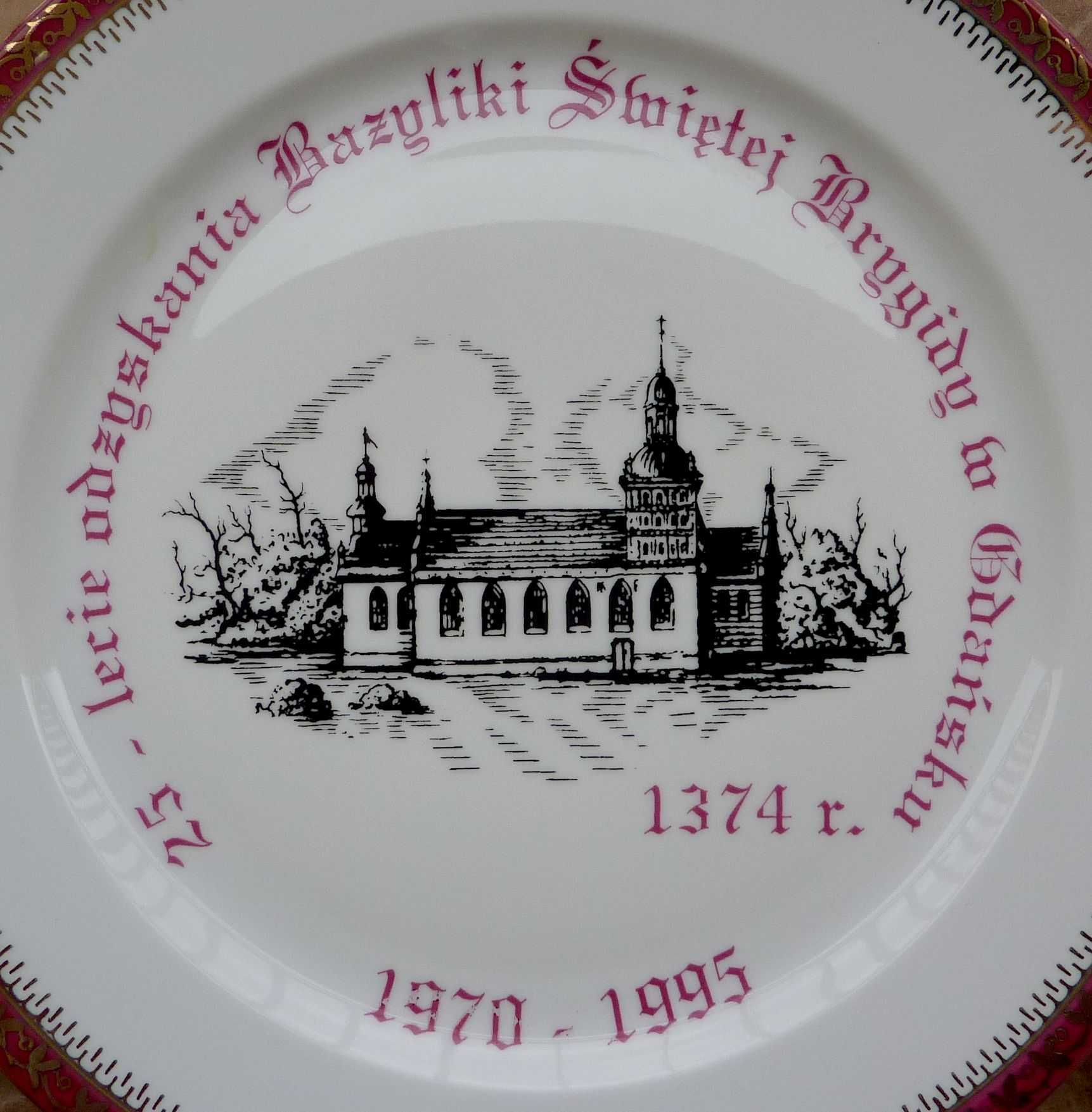 talerz - 25-lecie odzyskania Bazyliki Św. Brygidy w Gdańsku 1970 -1995